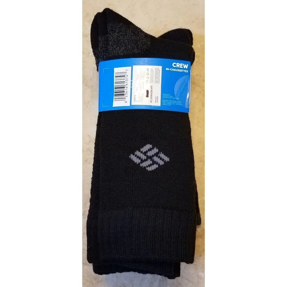 Columbia‎ Women Crew Socks 4pk Moisture Control Fits Shoe Sz 4-10 Black NEW